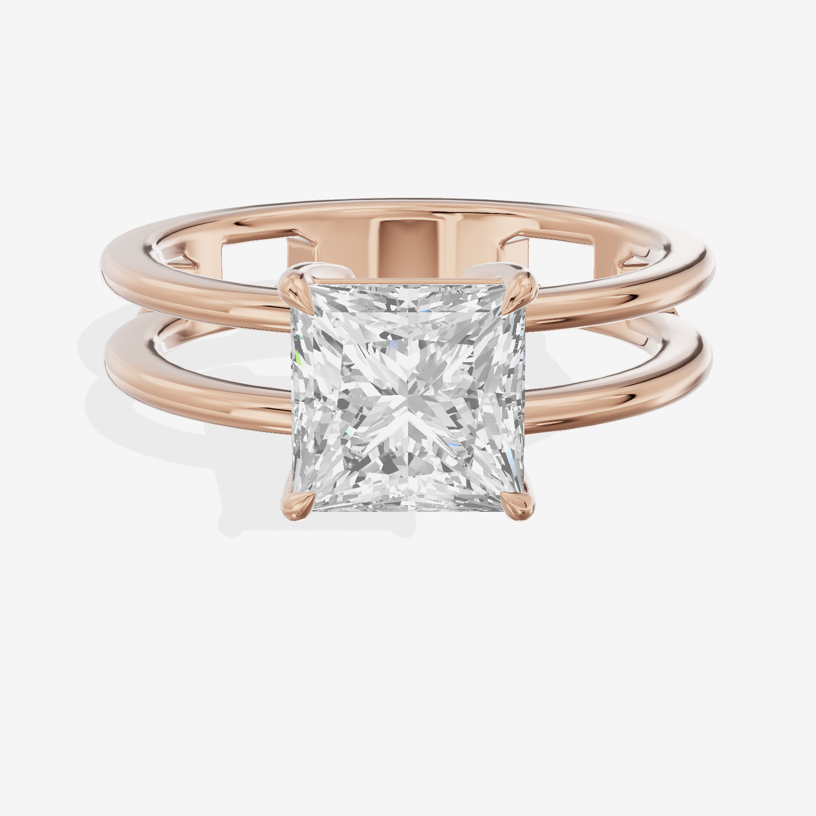 Sealed Promezza 4.3mm Princess Solitaire Engagement Ring in 18K Rose Gold