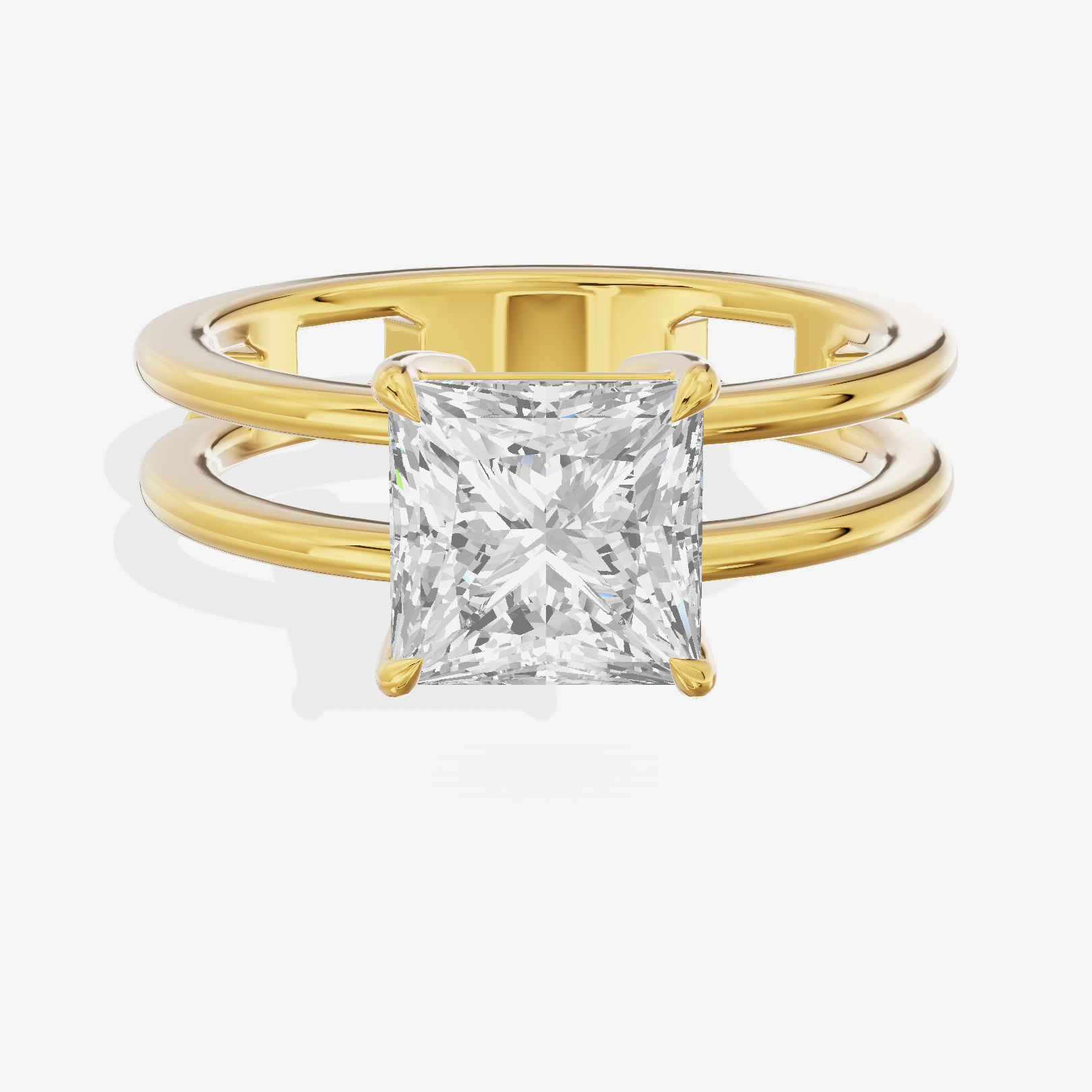Sealed Promezza 4.3mm Princess Solitaire Engagement Ring in 18K Yellow Gold