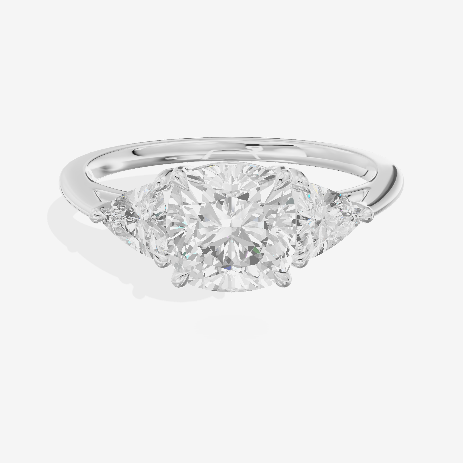 Coeurine Three Stone Cushion Engagement Ring (1/8 ct. tw.) in Platinum