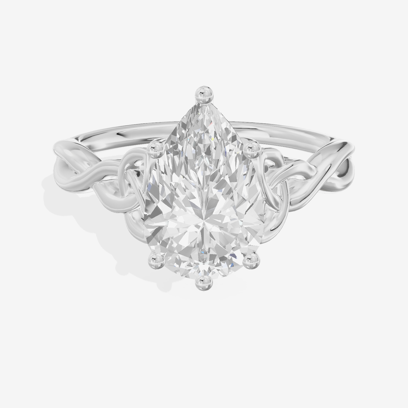 Modern Vowsae 2.5mm Pear Solitaire Engagement Ring in 14K White Gold