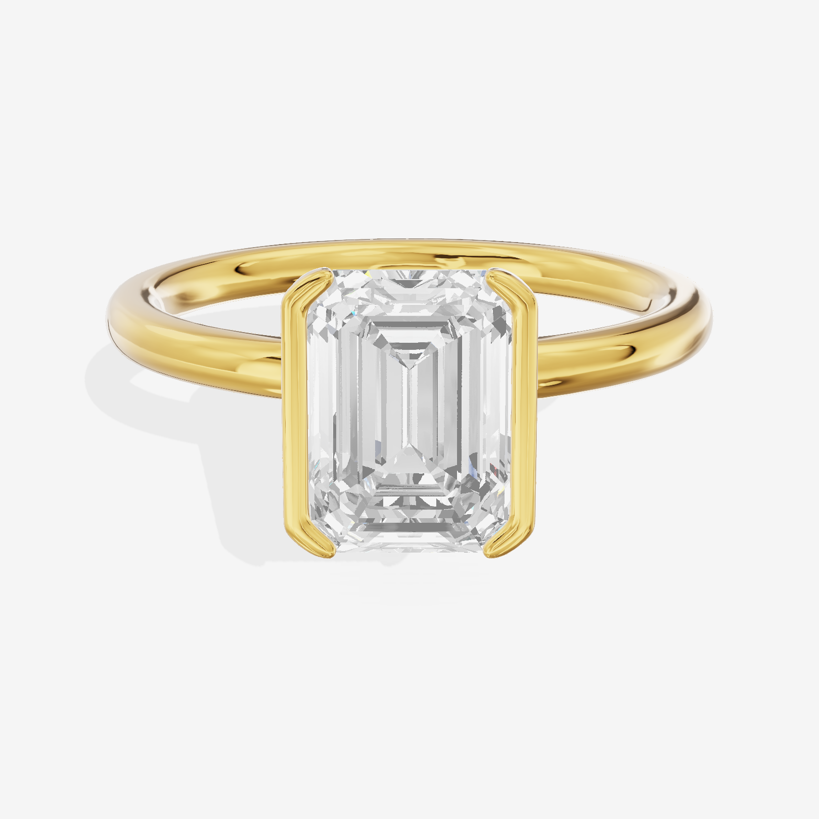 Sincere Bezel 1.8mm Emerald Solitaire Engagement Ring in 14K Yellow Gold