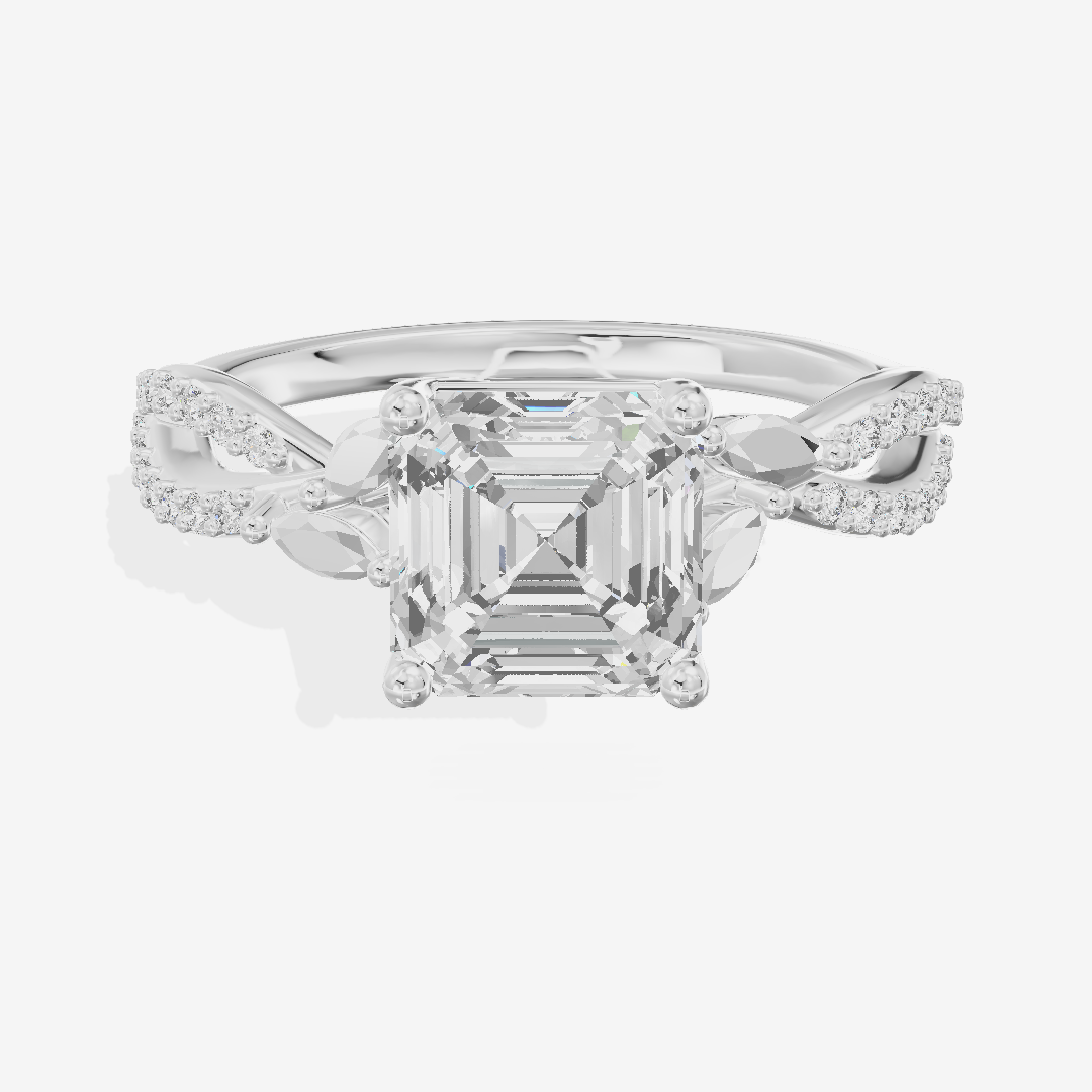 Luxe Domeline 1.5mm Asscher Solitaire Engagement Ring (1/8 ct. tw.) in Platinum