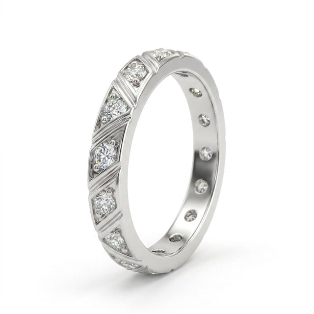 Low Profile Round Wedding Band (1/6 ct. tw.) in 18K White Gold