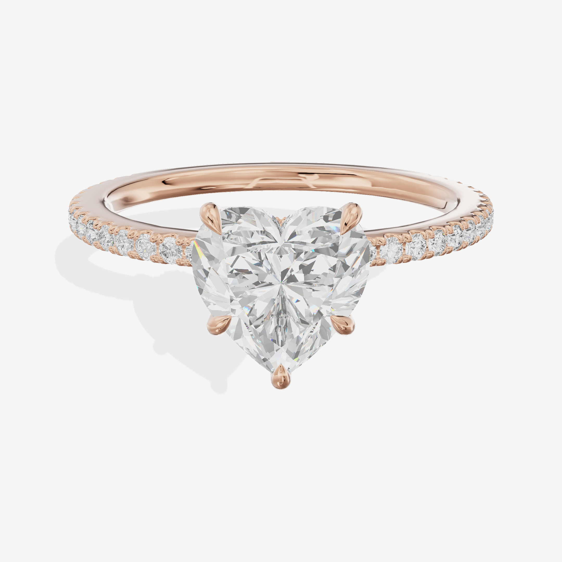 Petite Cherubine Heart Engagement Ring with Side Stones (1/3 ct. tw.) in 18K Rose Gold