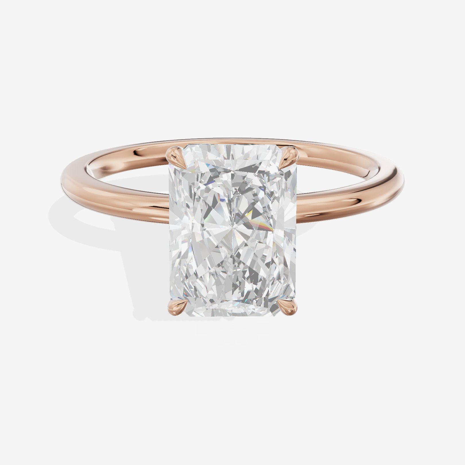 Petite Aimora 1.5mm Radiant Solitaire Engagement Ring in 18K Rose Gold