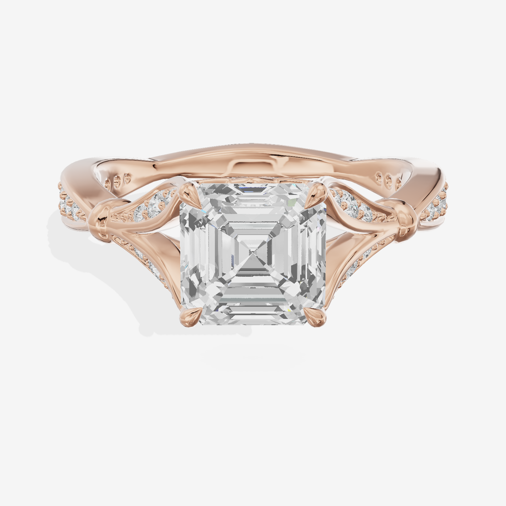 Sincere Bezel 1.8mm Asscher Solitaire Engagement Ring in 18K Rose Gold
