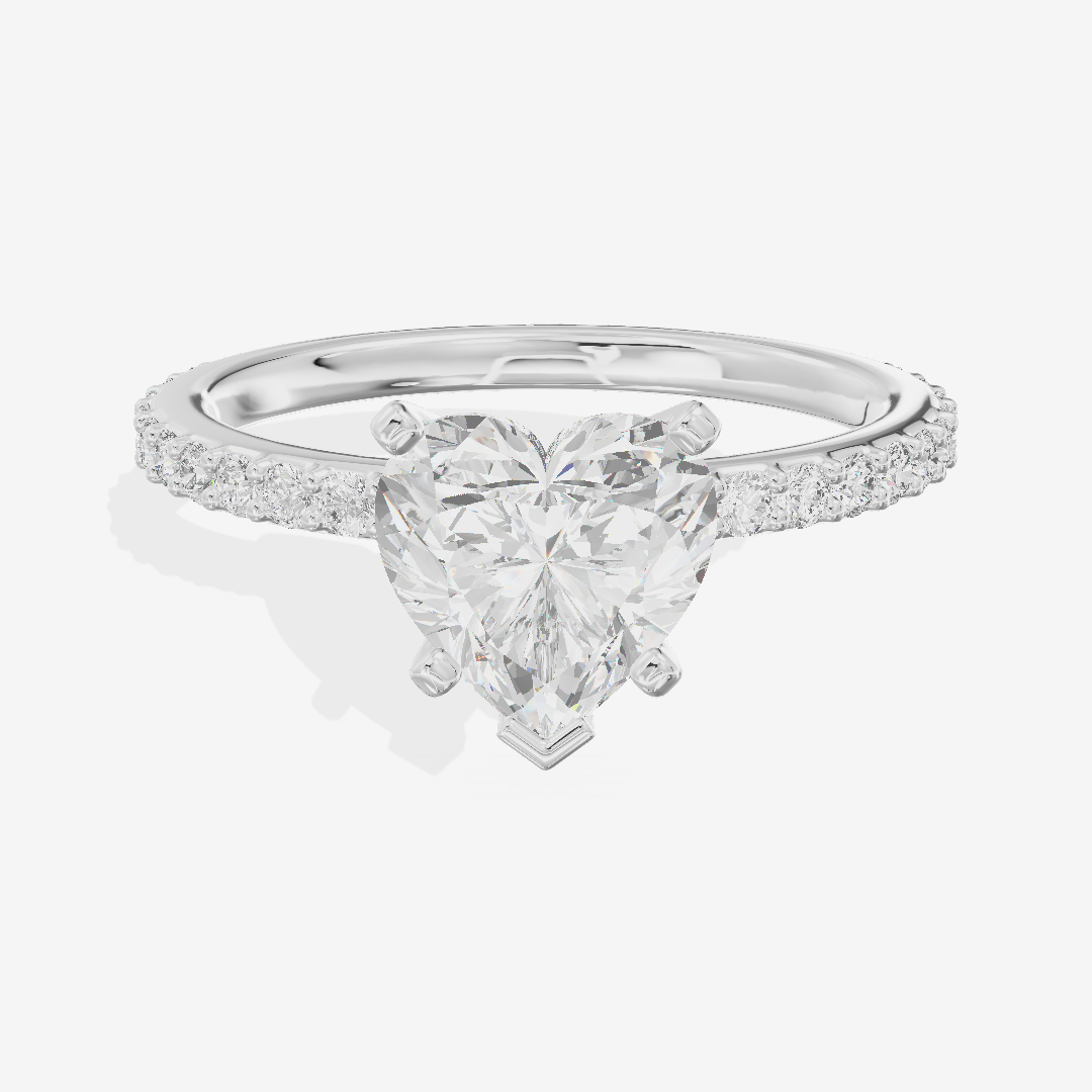 Petite Trellise Heart Engagement Ring with Side Stones (1/3 ct. tw.) in Platinum