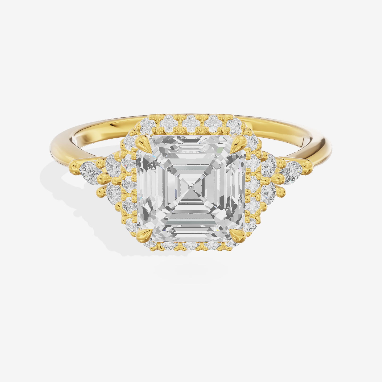 Clusta Halo Asscher Engagement Ring (1/2 ct. tw.) in 18K Yellow Gold