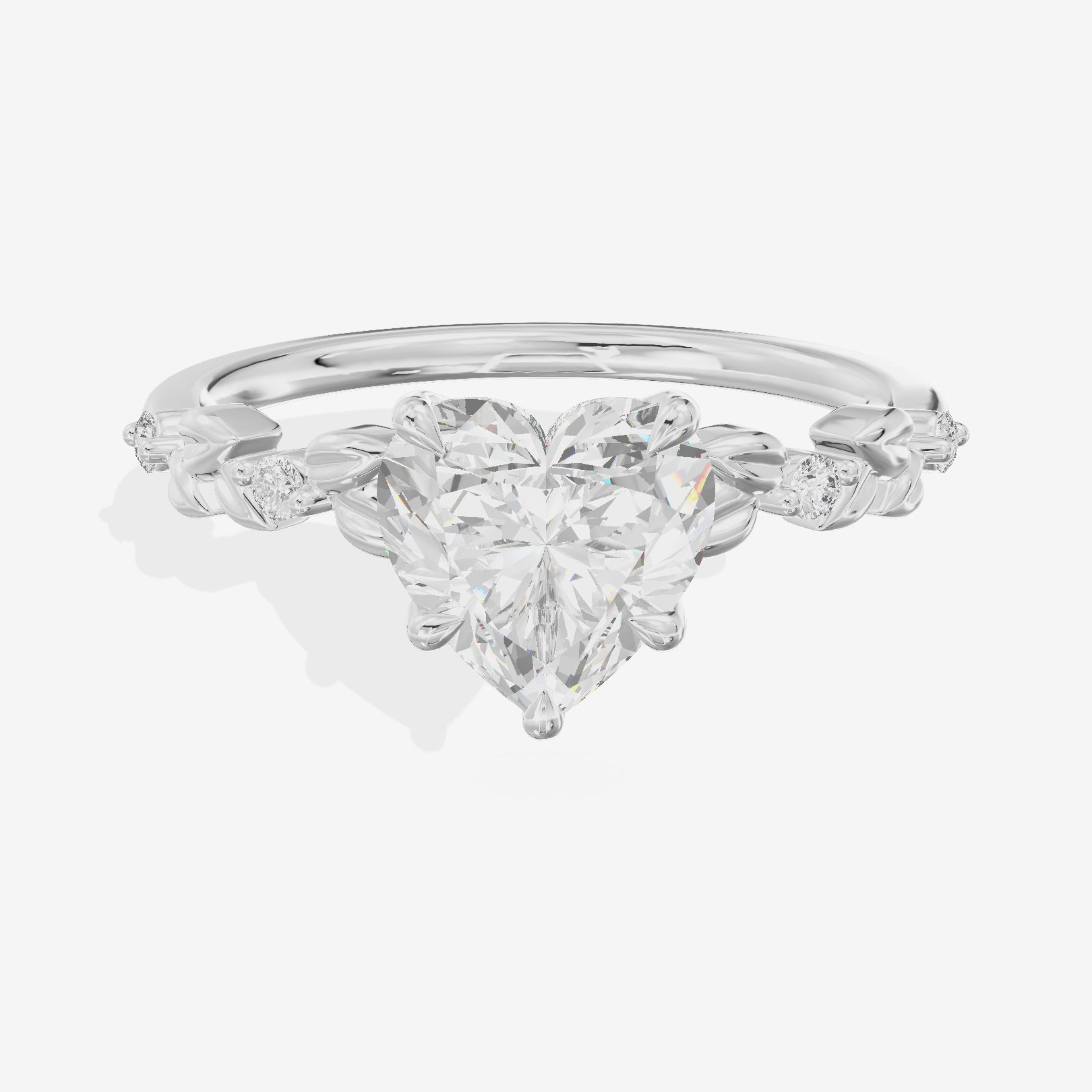 Tender Promezza Heart Engagement Ring with Side Stones (1/20 ct. tw.) in 18K White Gold