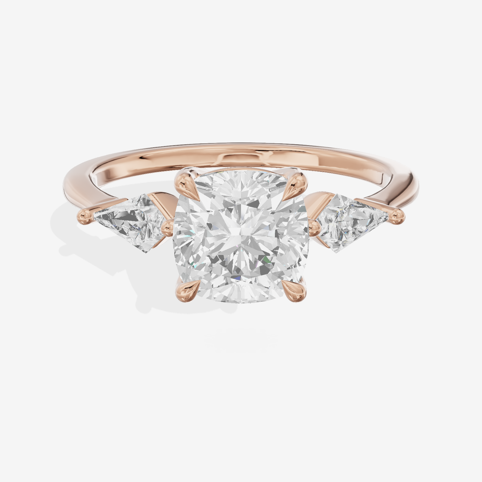 Luxe Maia Three Stone Cushion Engagement Ring (1/3 ct. tw.) in 18K Rose Gold
