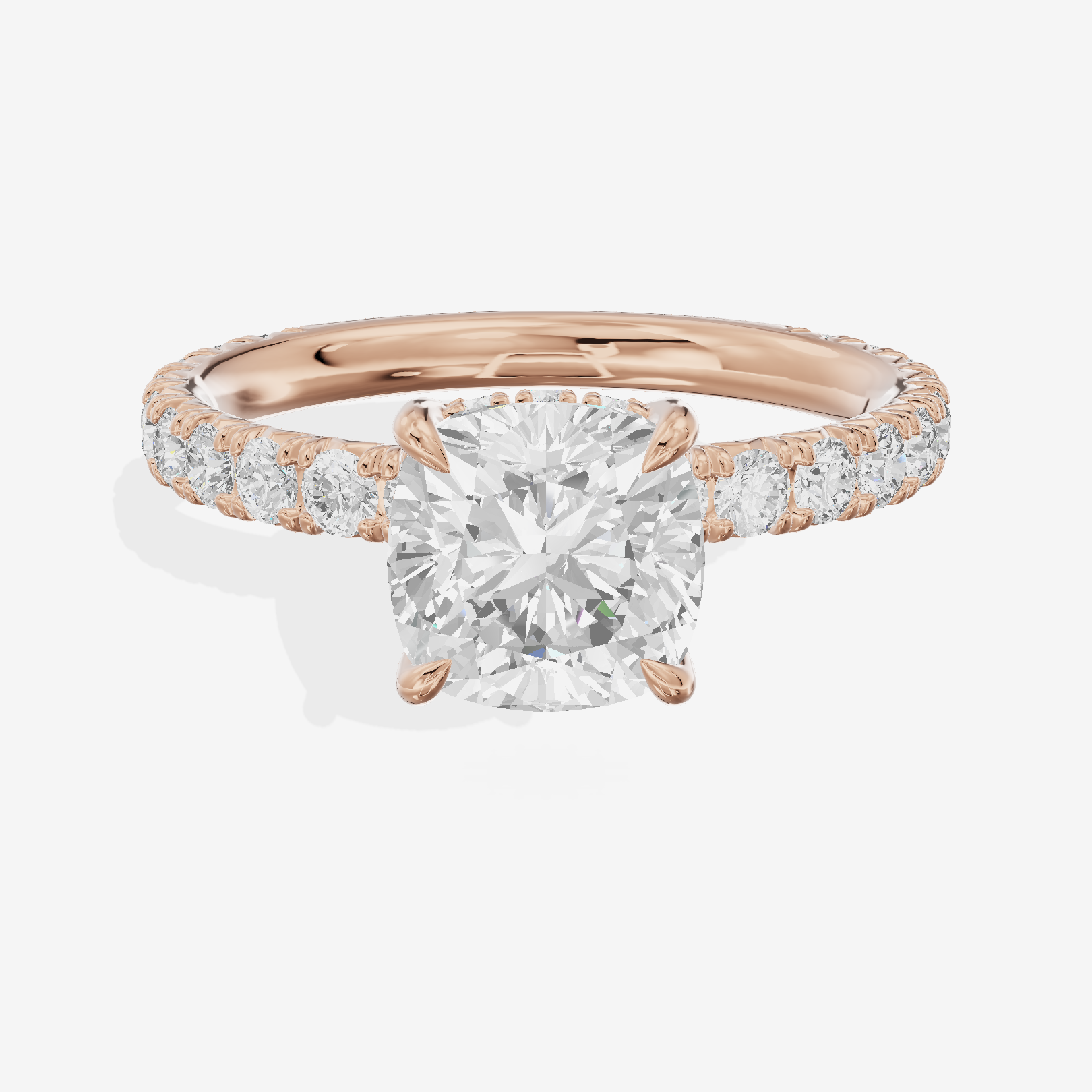 Sincere Pavé Cushion Engagement Ring (3/5 ct. tw.) in 14K Rose Gold
