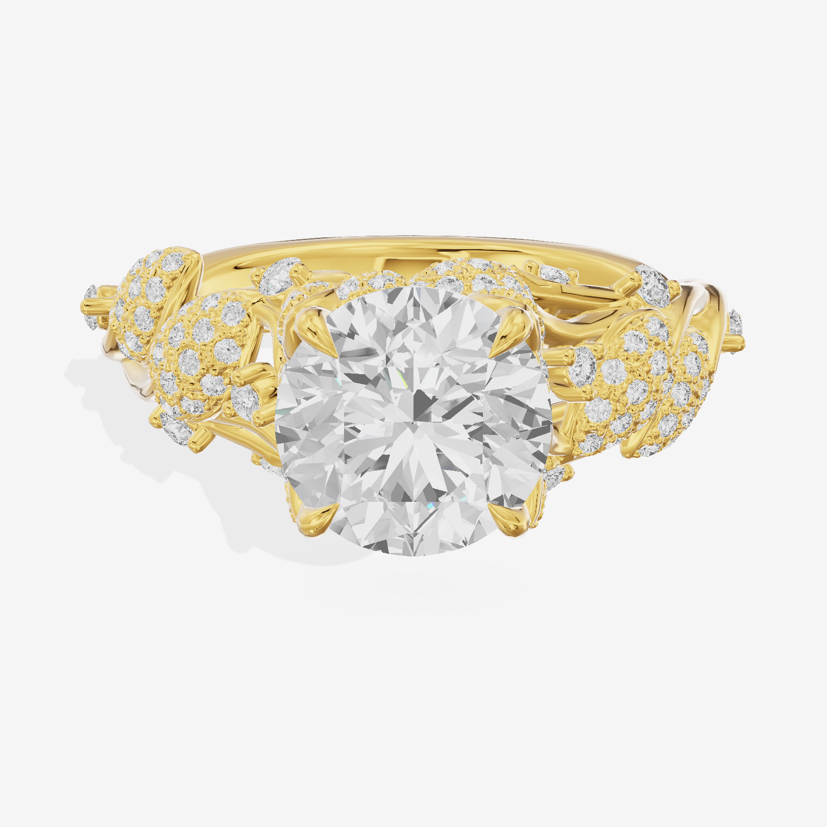 Modern Linger Round Engagement Ring with Side Stones (3/4 ct. tw.) in 18K Yellow Gold