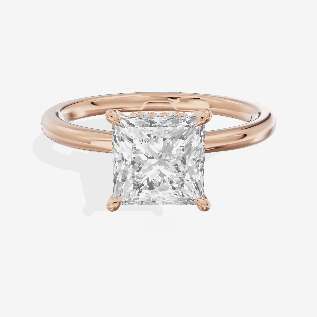 Grand Liviana Princess Engagement Ring with Side Stones (1/10 ct. tw.) in 18K Rose Gold