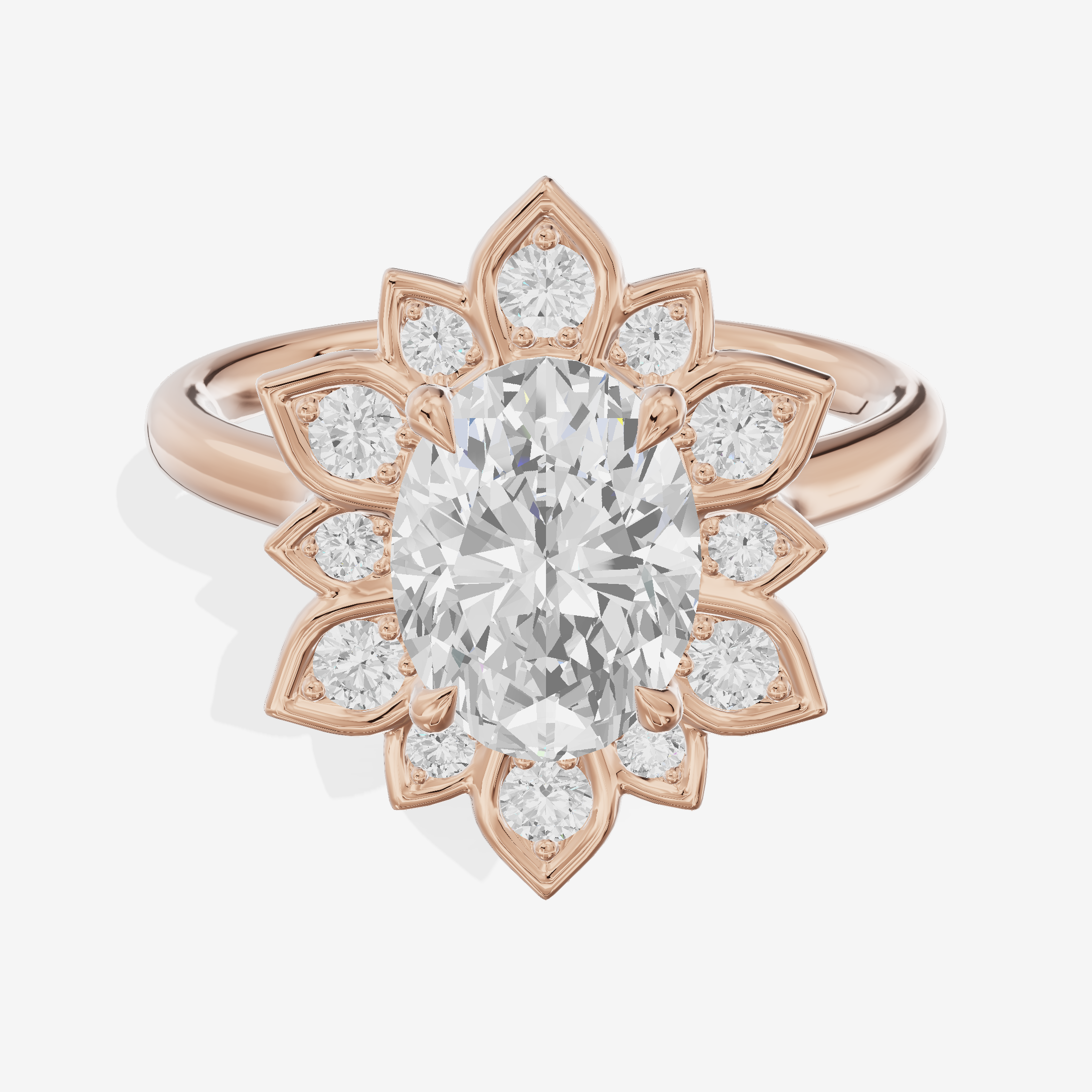 Solea Oval Halo Engagement Ring (3/4 ct. tw.) in 18K Rose Gold