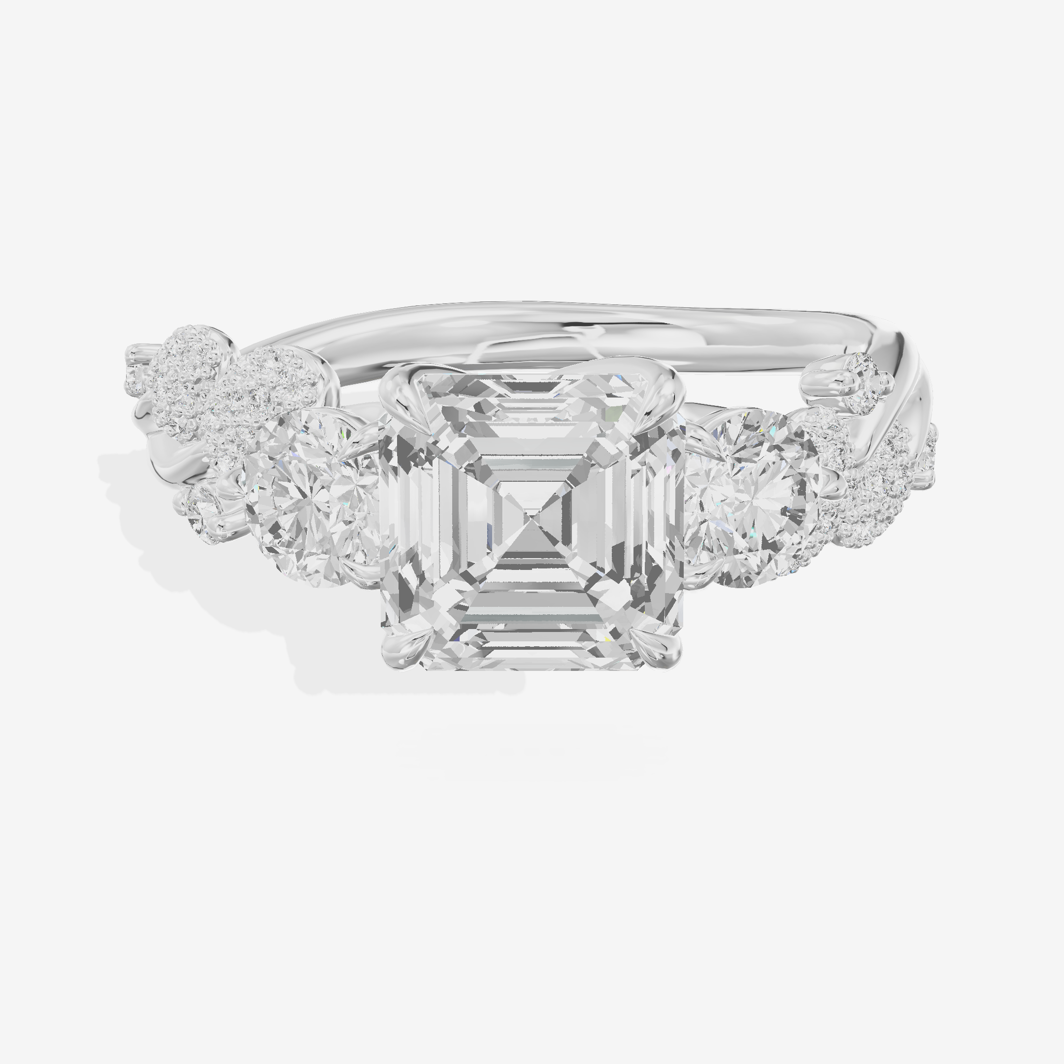 Classic Coeurine Three Stone Asscher Engagement Ring (3/5 ct. tw.) in Platinum