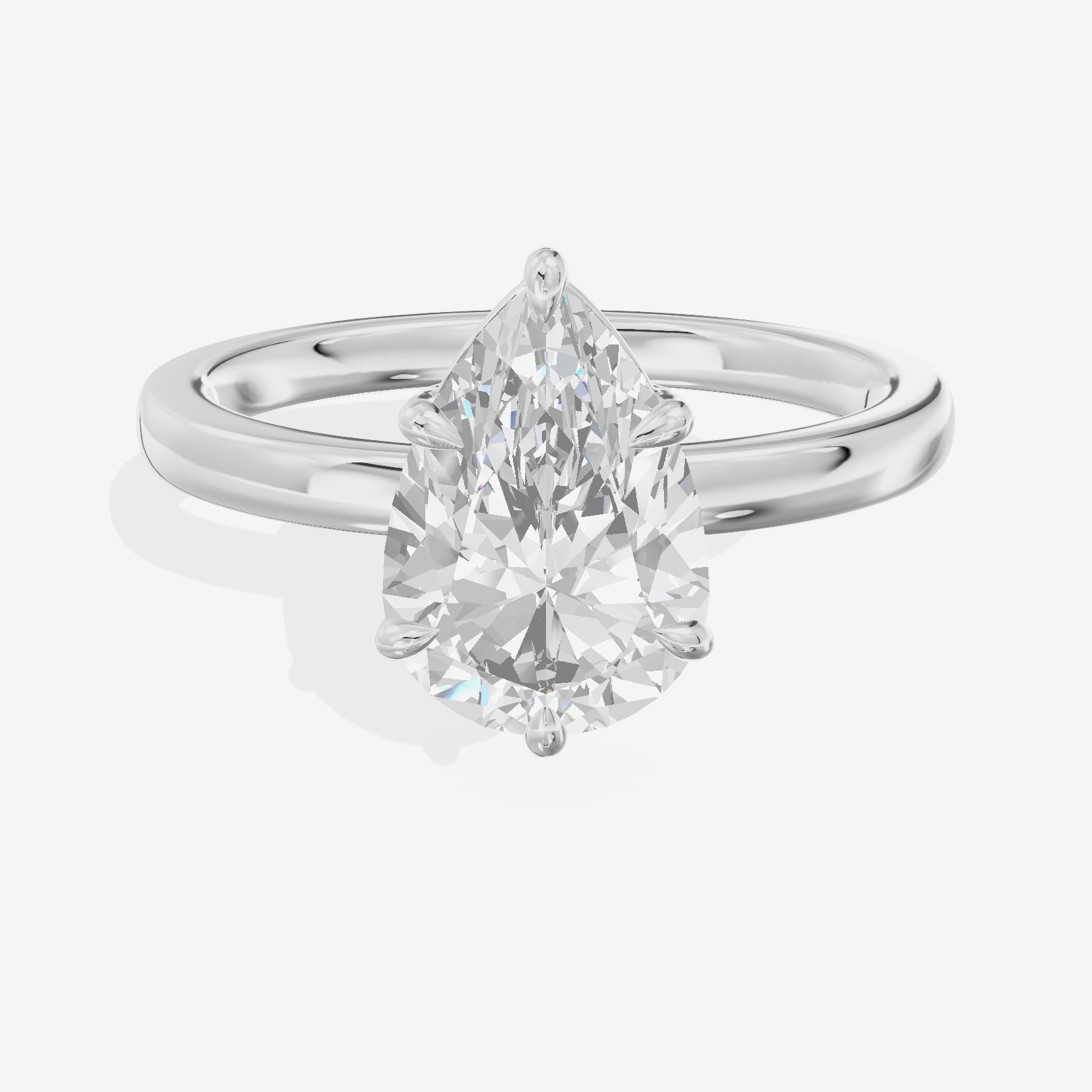Heartline 2mm Pear Solitaire Engagement Ring in 14K White Gold