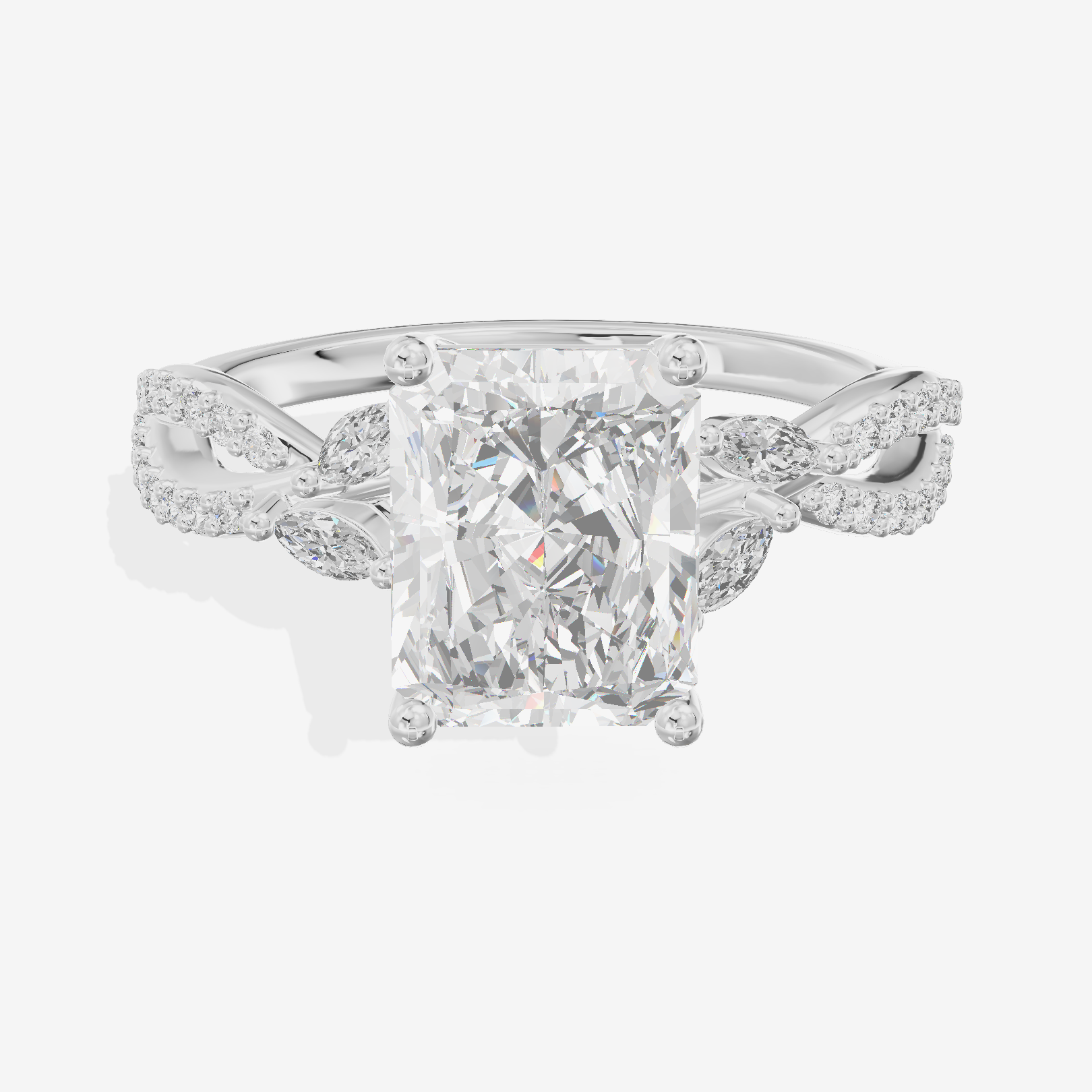 Luxe Lumera Radiant Engagement Ring with Side Stones (1/4 ct. tw.) in Platinum