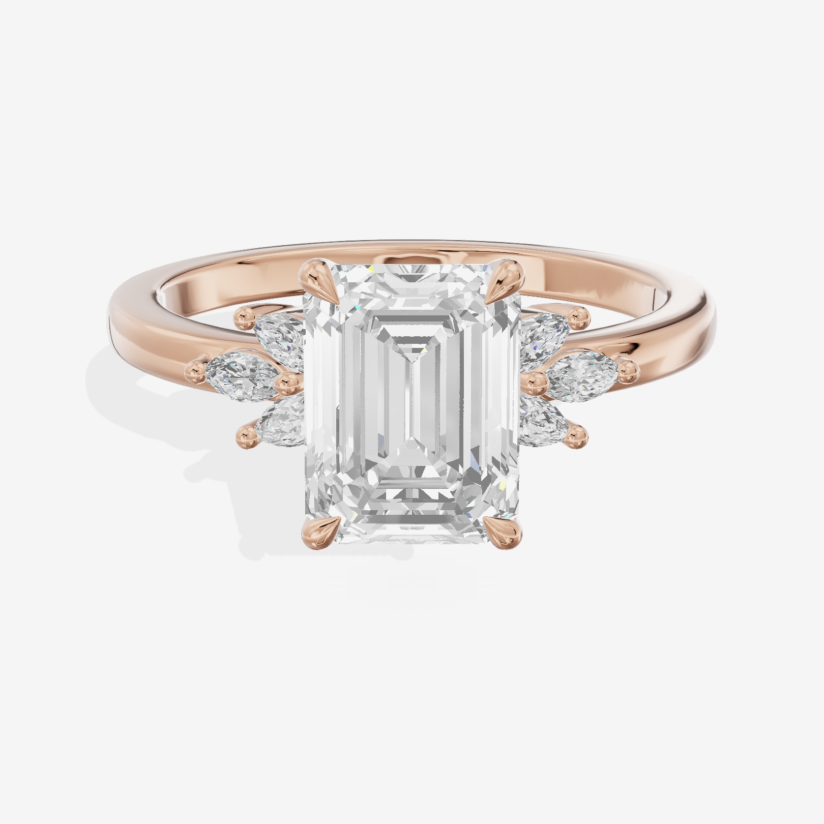 Modern Halcyon Emerald Engraved Engagement Ring (1/5 ct. tw.) in 18K Rose Gold