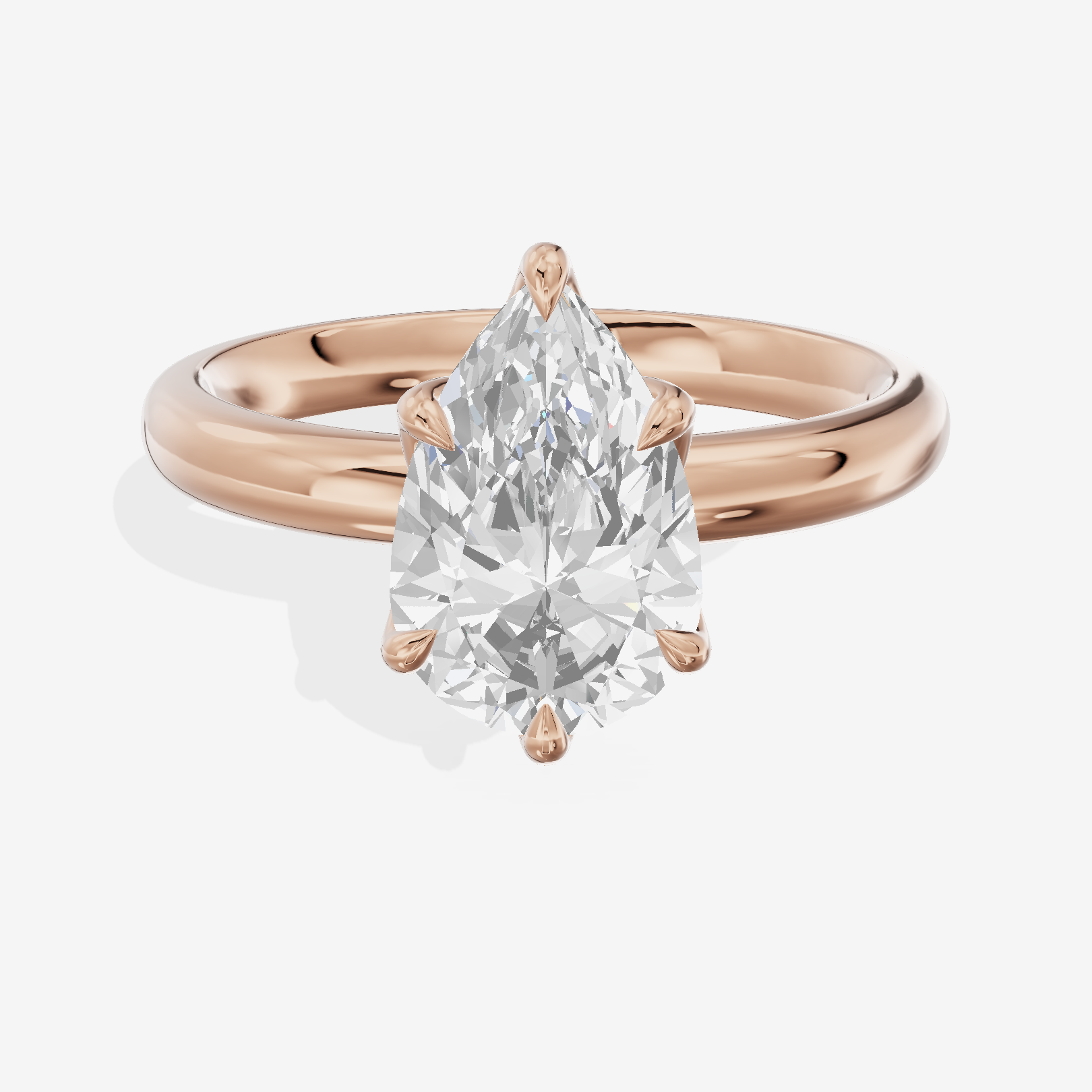 Vowsae 2.5mm Pear Six-Prong Engagement Ring in 14K Rose Gold