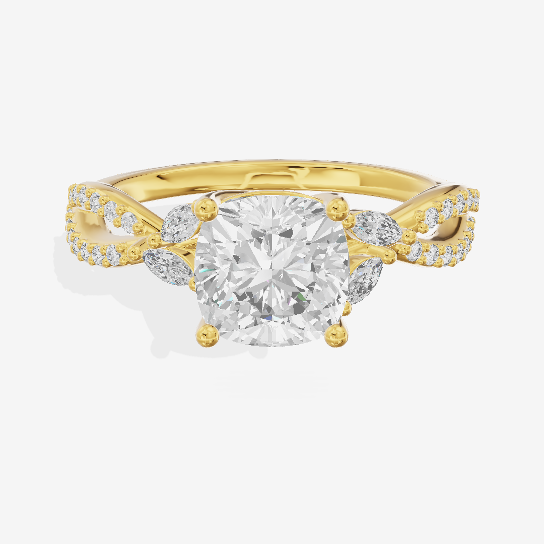 Luxe Domeline 1.5mm Cushion Solitaire Engagement Ring (1/8 ct. tw.) in 18K Yellow Gold