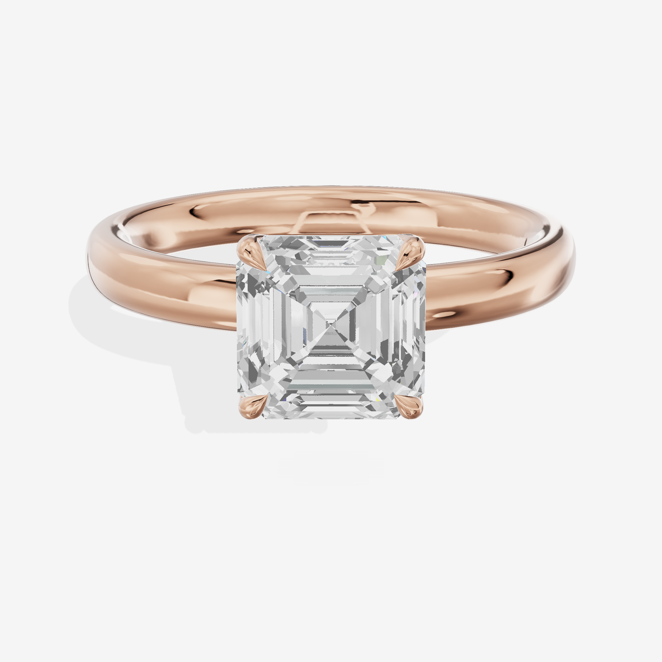 Hallowed Promezza 2.5mm Asscher Solitaire Engagement Ring in 18K Rose Gold