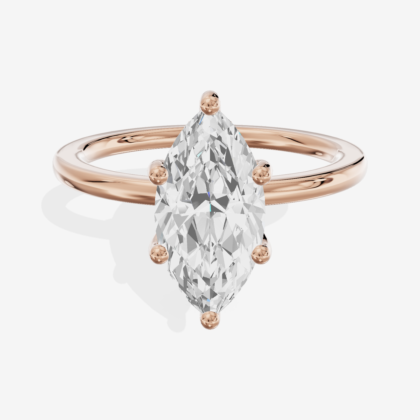 Reverya Marquise Hidden Halo Engagement Ring (1/15 ct. tw.) in 18K Rose Gold