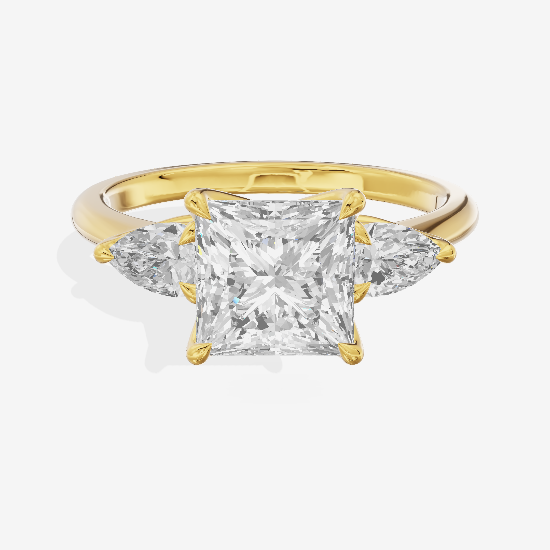 Modern Triade Princess Three Stone Engagement Ring (1/2 ct. tw.) in 18K Yellow Gold