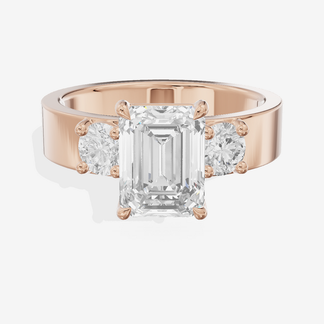 Royal Vowsae Three Stone Emerald Engagement Ring (1/2 ct. tw.) in 18K Rose Gold