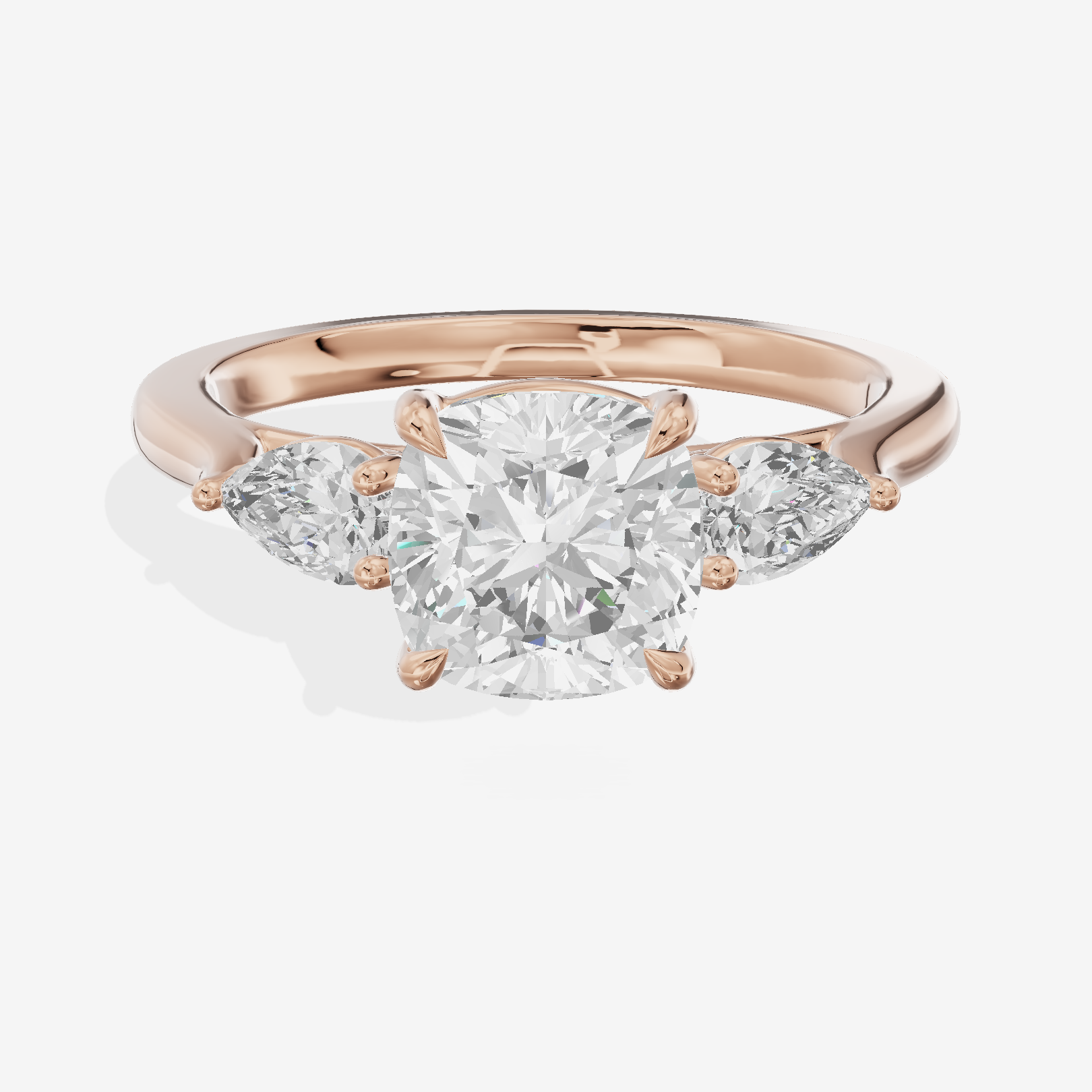 Classic Eversince Cushion Engagement Ring with Side Stones (2/5 ct. tw.) in 18K Rose Gold