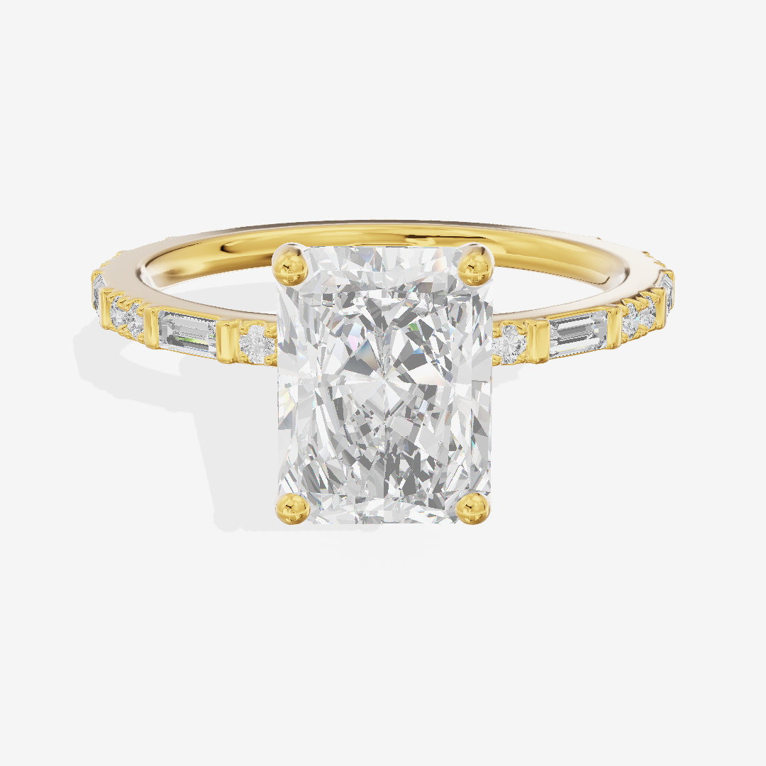 Twine Cathedral 1.8mm Radiant Solitaire Engagement Ring (1/2 ct. tw.) in 18K Yellow Gold