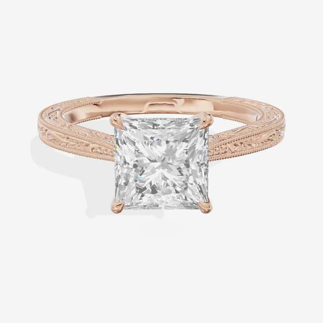 Vintage Vowsae Princess Engagement Ring in 14K Rose Gold