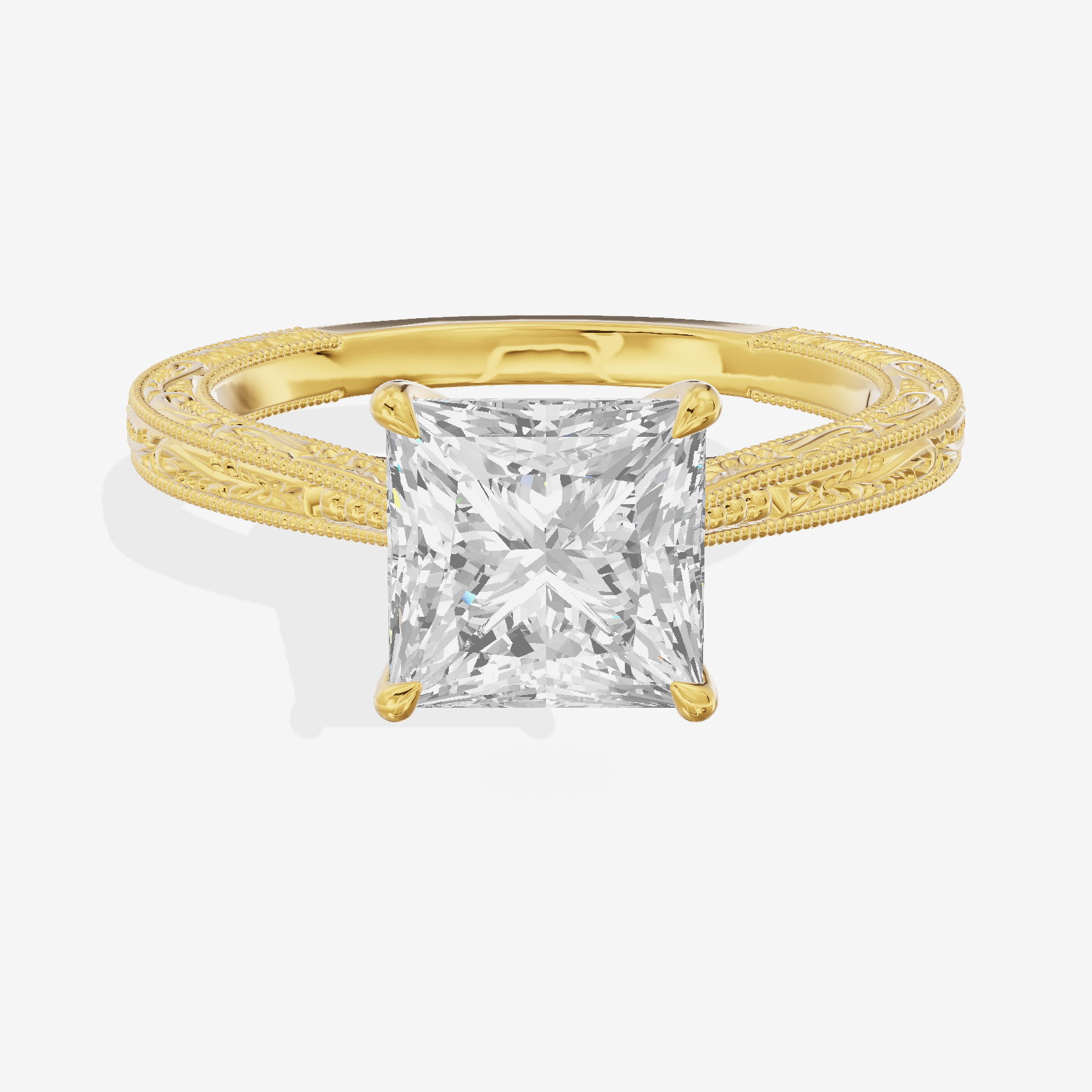 Vintage Vowsae Princess Engagement Ring in 18K Yellow Gold