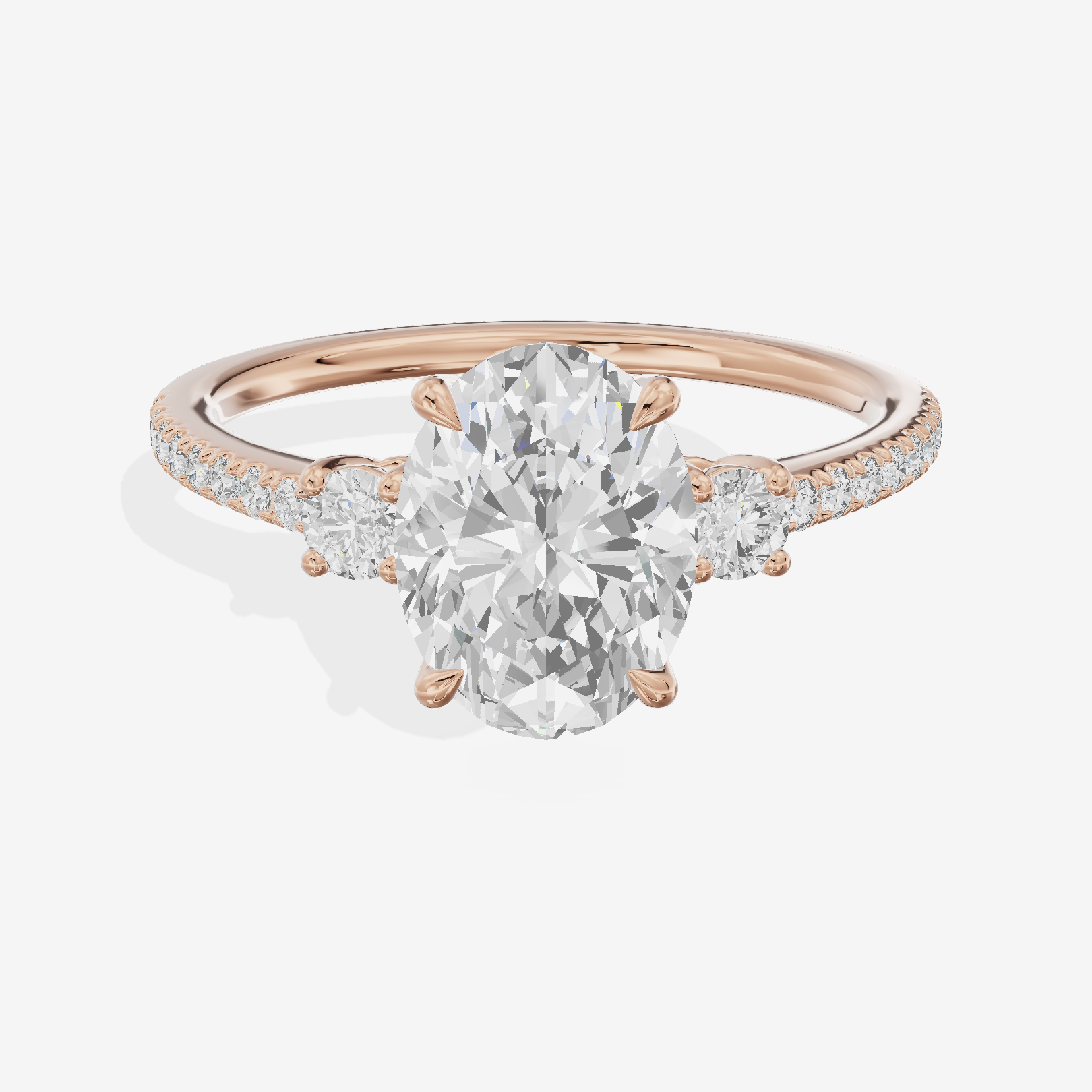 Mirth Three Stone Oval Engagement Ring (1/4 ct. tw.) in 18K Rose Gold