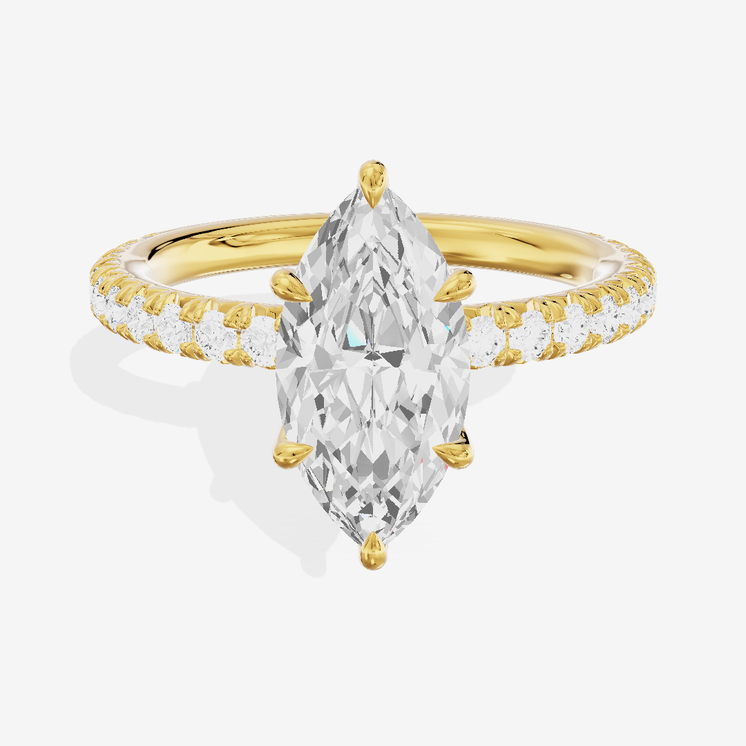 Tender Whisper Marquise Engagement Ring with Side Stones (1/6 ct. tw.) in 18K Yellow Gold