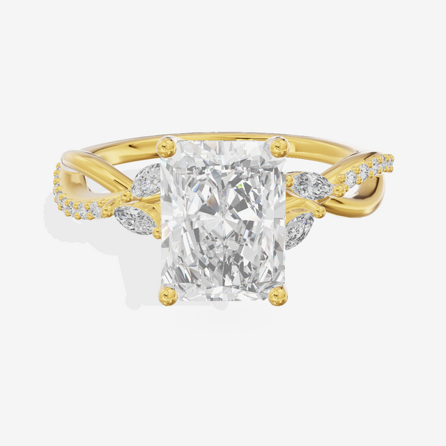Petite Twine Radiant Twisted Engagement Ring (1/5 ct. tw.) in 18K Yellow Gold