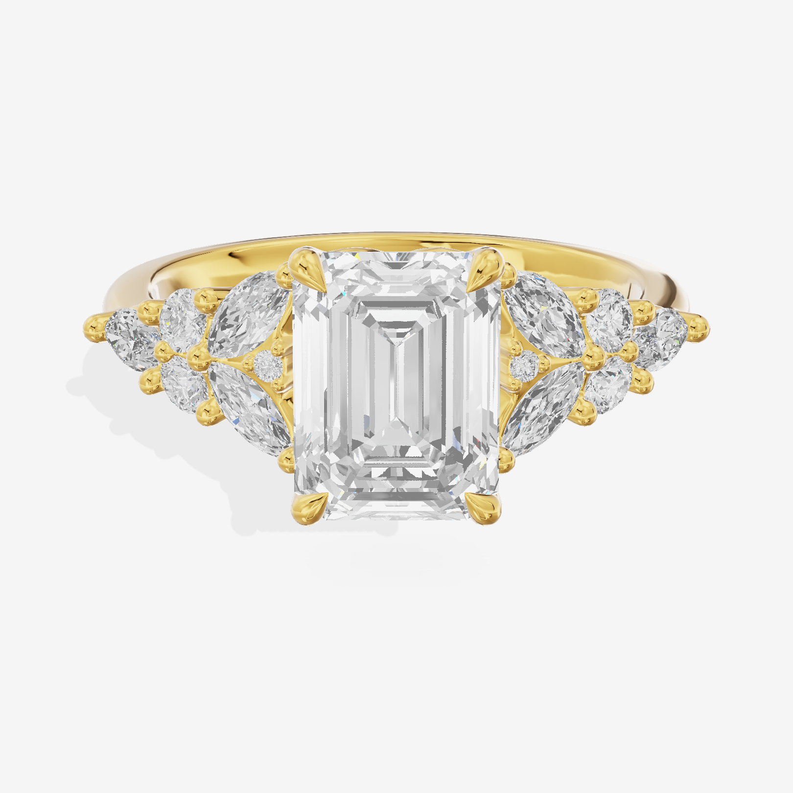Grand Aurea Emerald Engagement Ring with Side Stones (3/4 ct. tw.) in 18K Yellow Gold
