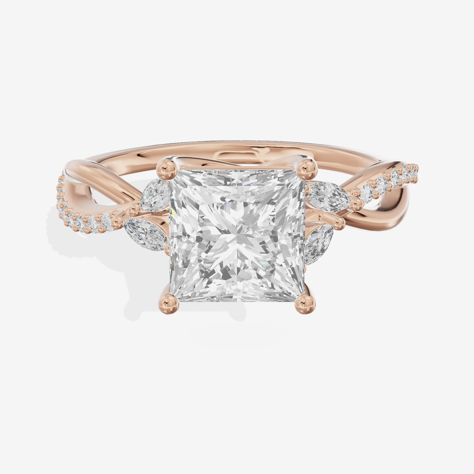 Petite Twine Princess Twisted Engagement Ring (1/5 ct. tw.) in 14K Rose Gold
