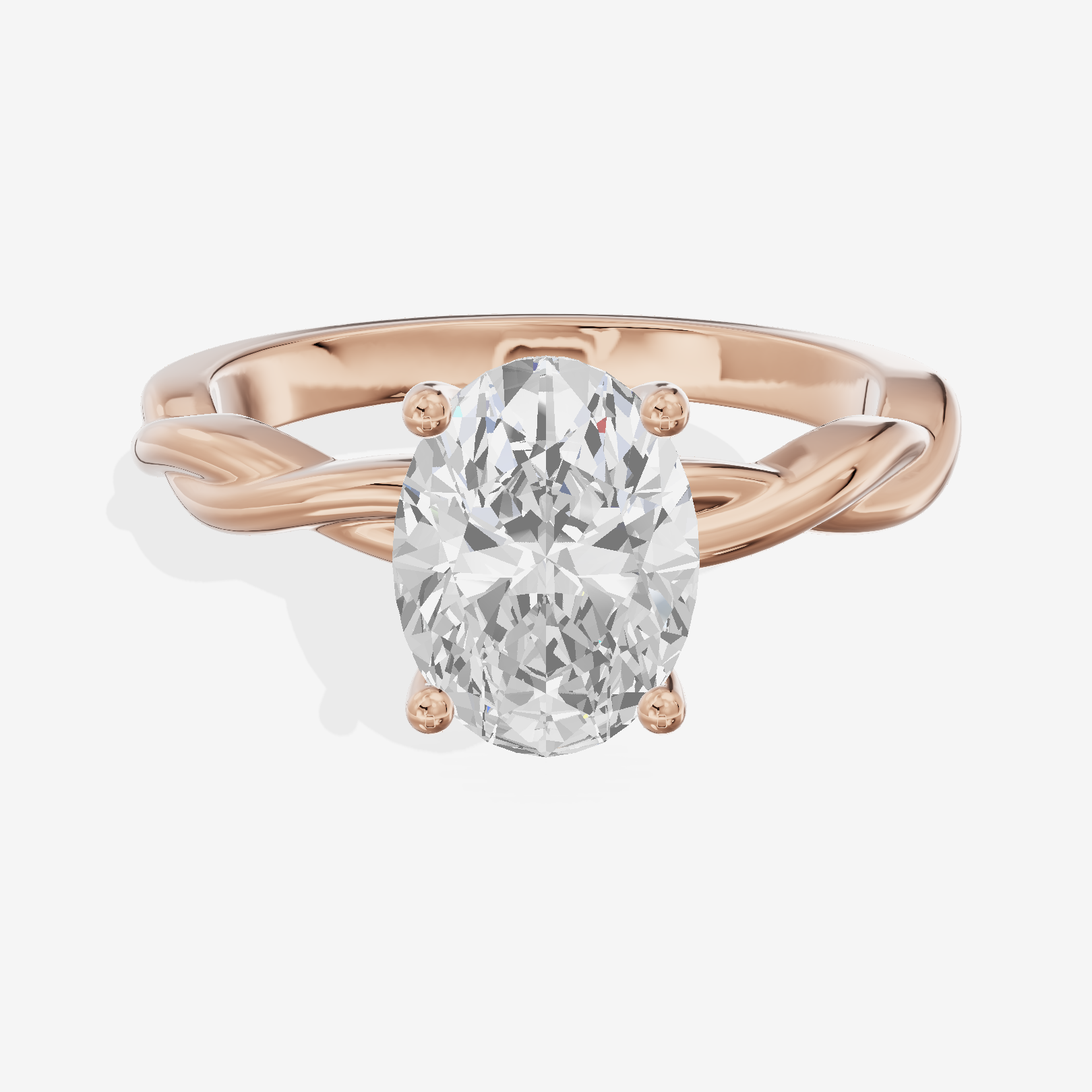 Twine Hidden Halo Oval Engagement Ring (1/20 ct. tw.) in 14K Rose Gold