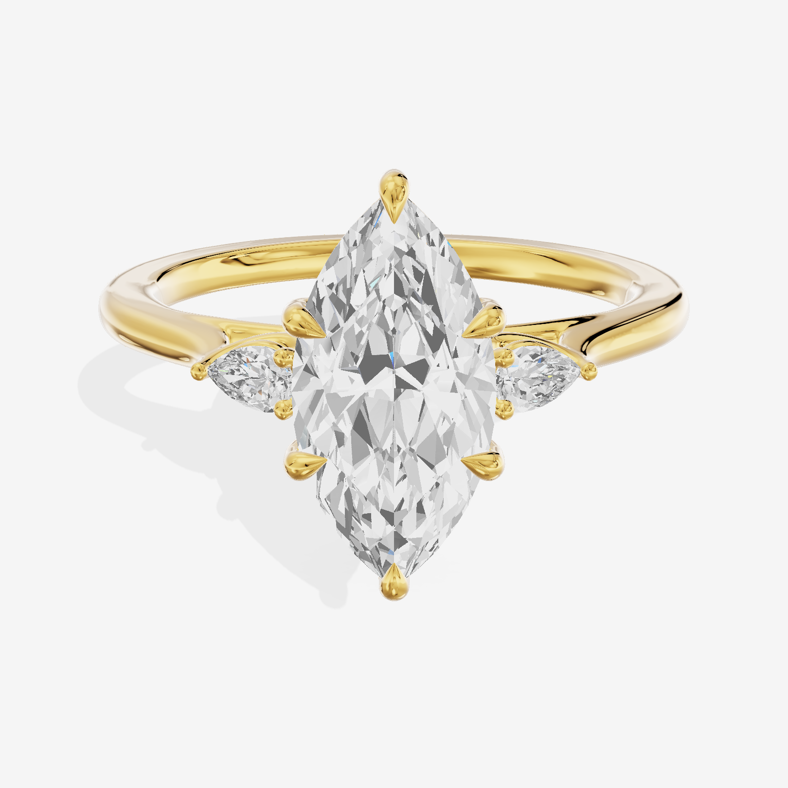 Triade Marquise Three Stone Engagement Ring (1/10 ct. tw.) in 14K Yellow Gold