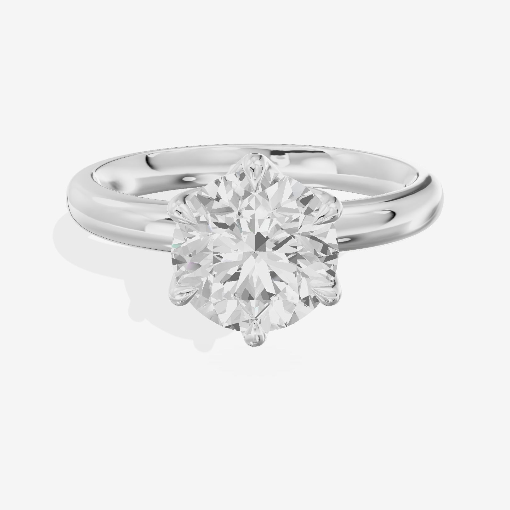 Vowsae 2.5mm Round Six-Prong Engagement Ring in 14K White Gold