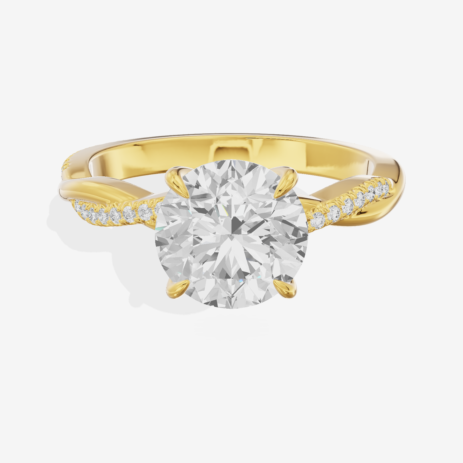 Petite Lumera Round Pavé Engagement Ring (1/8 ct. tw.) in 14K Yellow Gold
