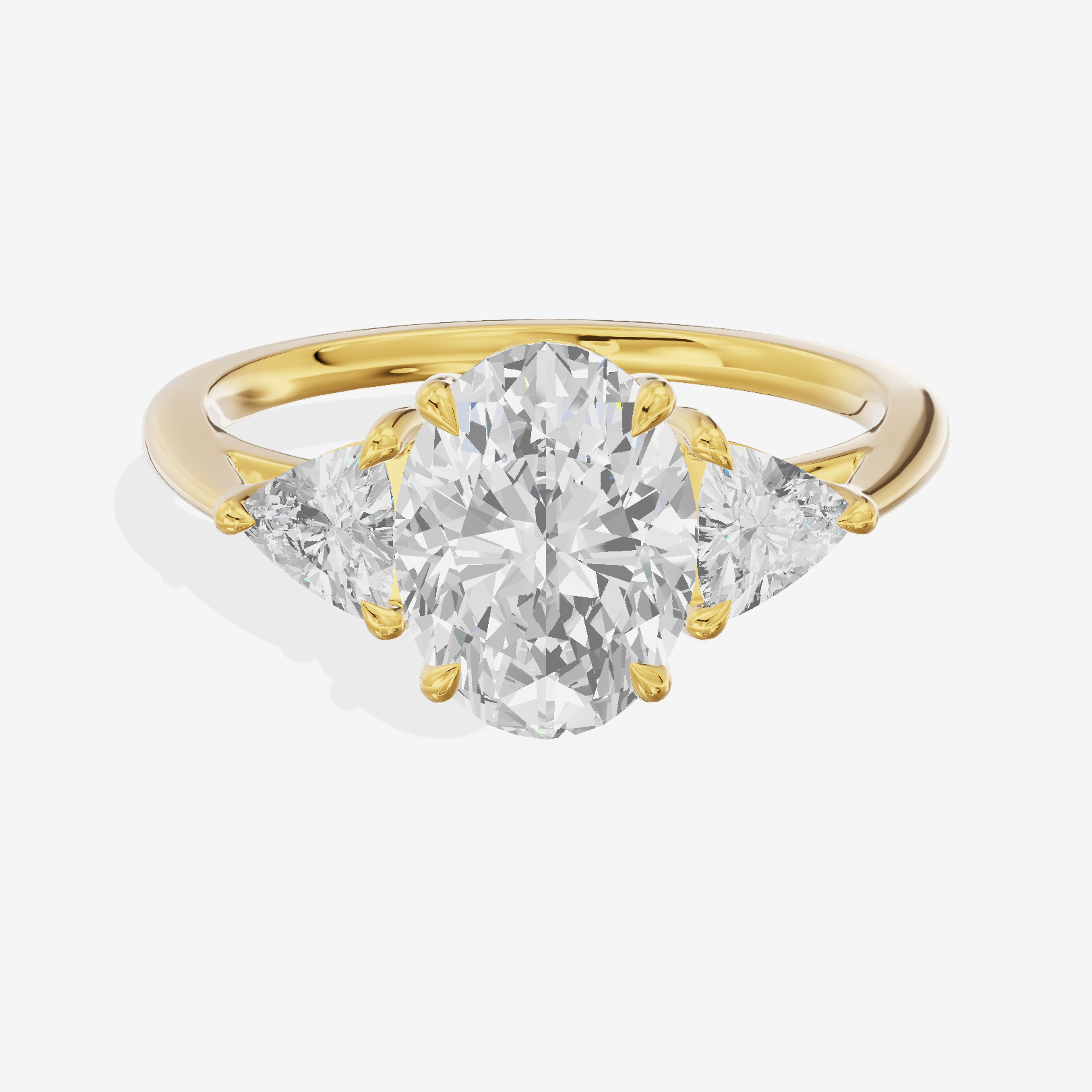Luxe Coeurine Three Stone Oval Engagement Ring (1/2 ct. tw.) in 18K Yellow Gold