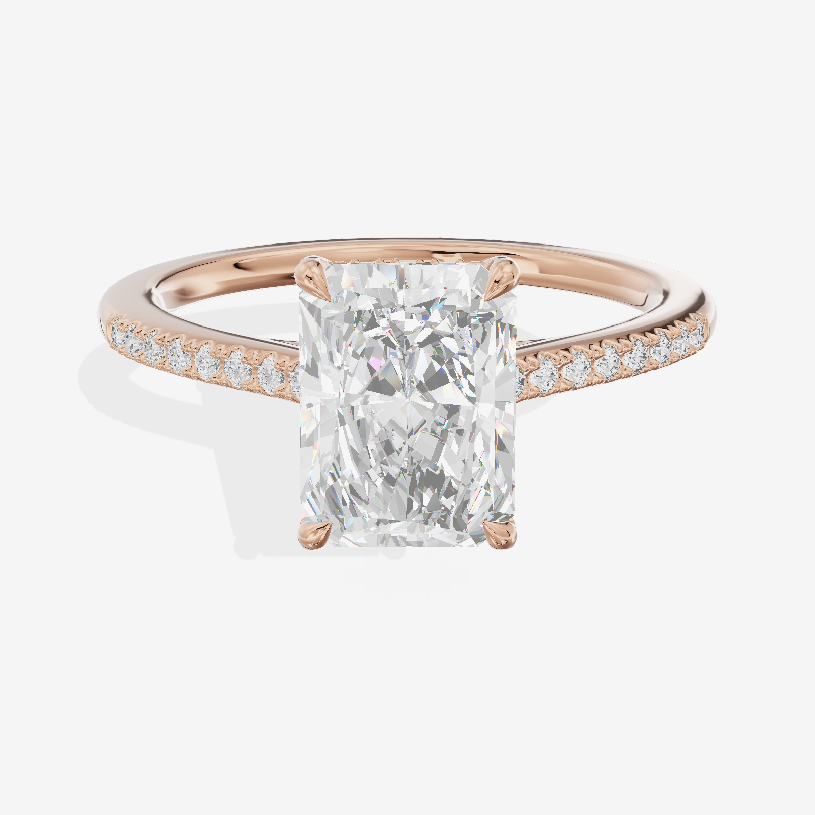 Grand Whisper Radiant Engagement Ring with Side Stones (1/6 ct. tw.) in 14K Rose Gold