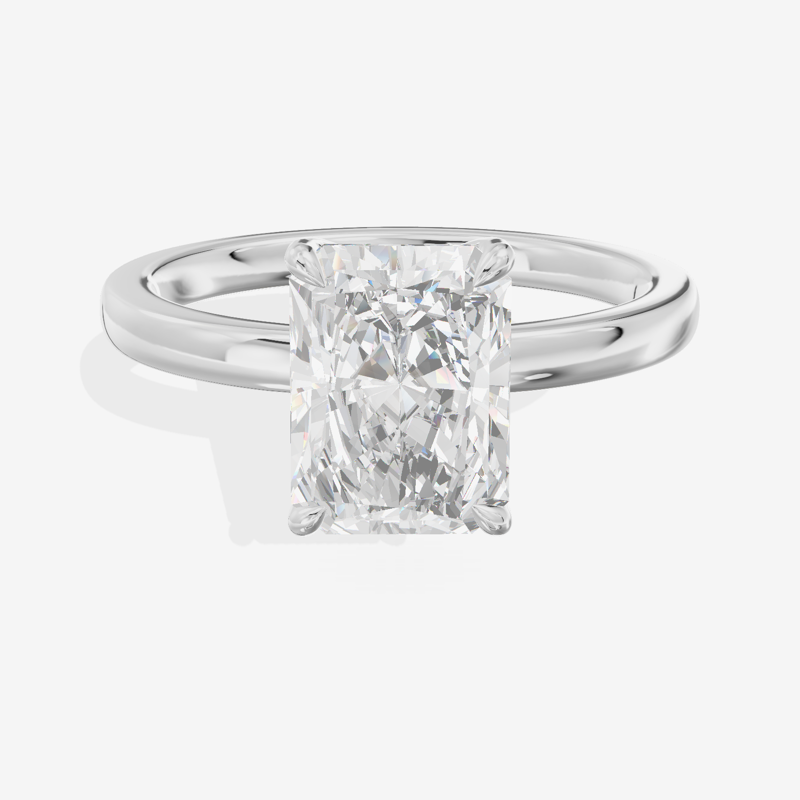 Heartline 2mm Radiant Solitaire Engagement Ring in Platinum