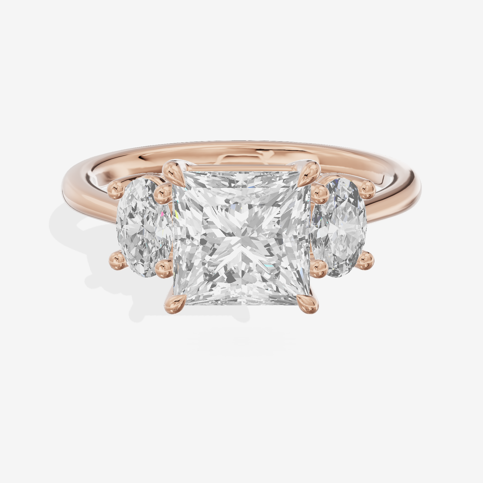 Modern Coeurine Three Stone Princess Engagement Ring (1/2 ct. tw.) in 18K Rose Gold