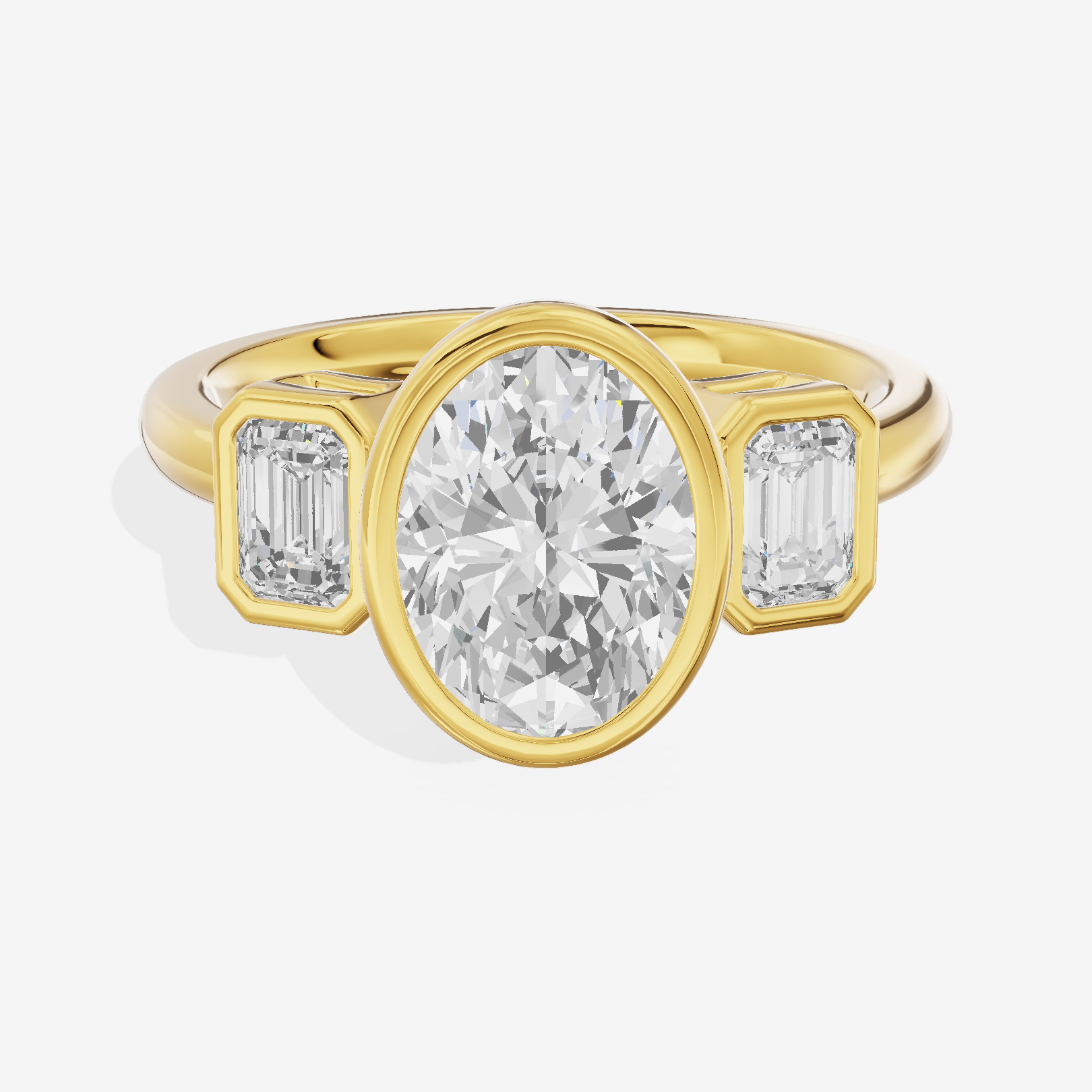 Selenia Three Stone Oval Engagement Ring (1/2 ct. tw.) in 18K Yellow Gold