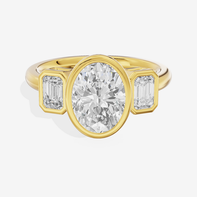 Selenia Three Stone Oval Engagement Ring (1/2 ct. tw.) in 18K Yellow Gold