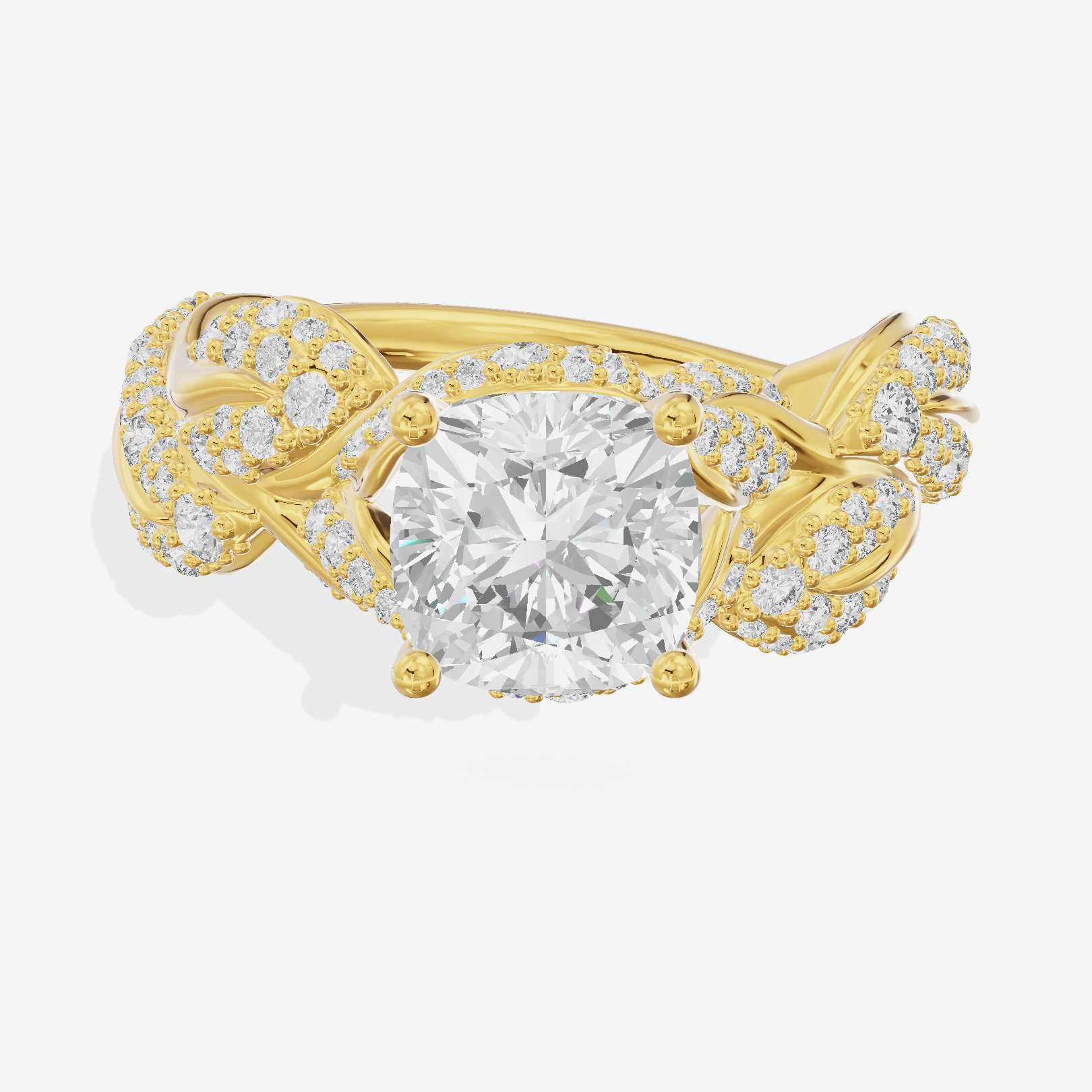 Luxe Eversince Cushion Engagement Ring with Side Stones (1/2 ct. tw.) in 18K Yellow Gold