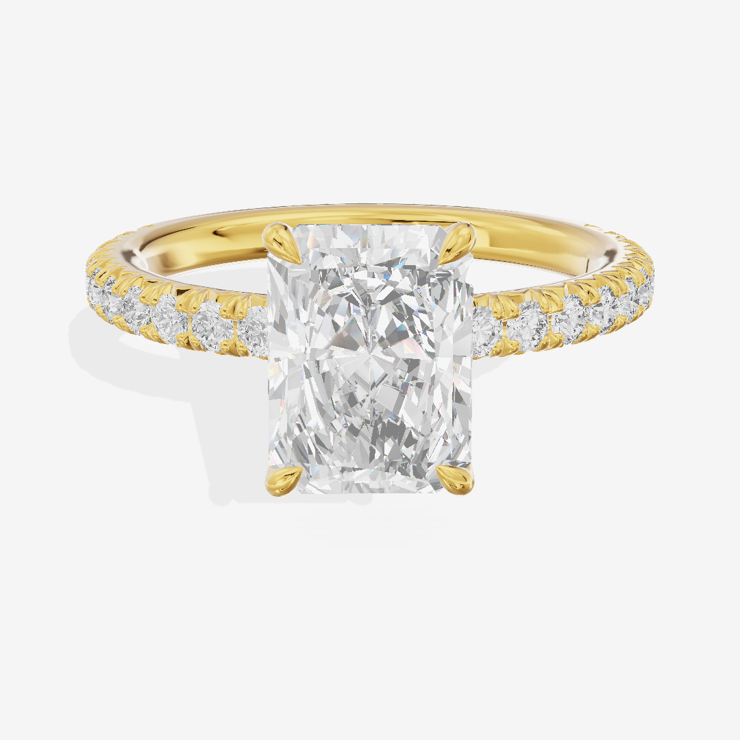 Tender Whisper Radiant Engagement Ring with Side Stones (1/6 ct. tw.) in 18K Yellow Gold