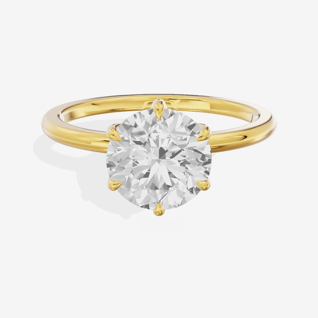 Sincere Cathedral 1.5mm Round Six-Prong Engagement Ring in 18K Yellow Gold